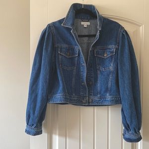 Top shop cropped puff sleeve jean jacket. Size 8